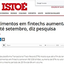 Investimentos em fintechs aumentam 87% at setembro, diz pesquisa